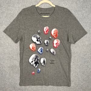 Elevenparis Shirt Mens Small Gray Skulls Heads Graphic Life is a‎ Joke Grunge